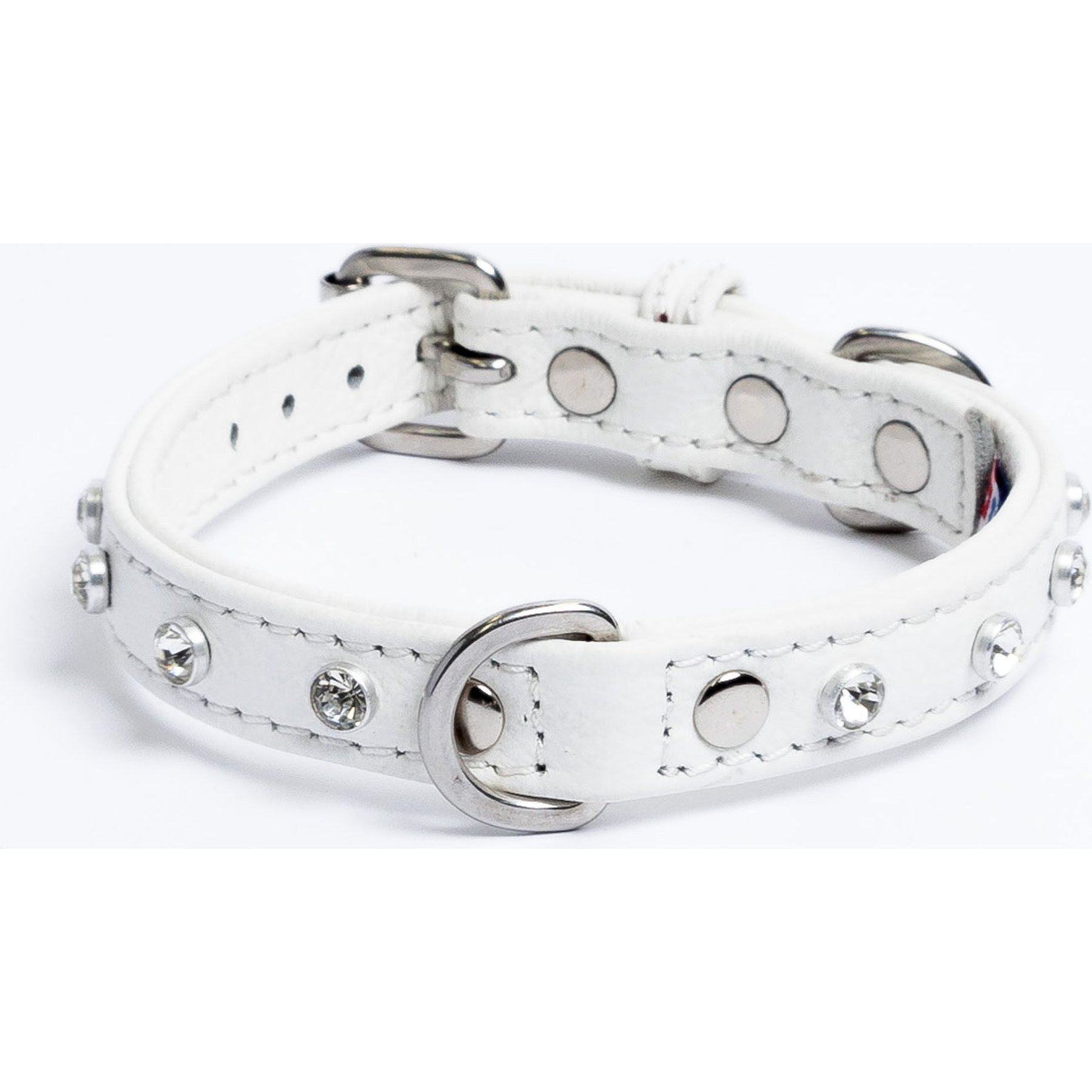 Angel Athens Rhinestone Standard Dog Collar, White, 14 x 3/4-in