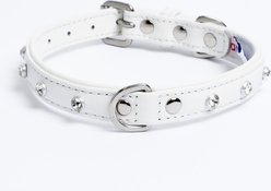Angel Athens Rhinestone Standard Dog Collar, White, 16 x 3/4-in