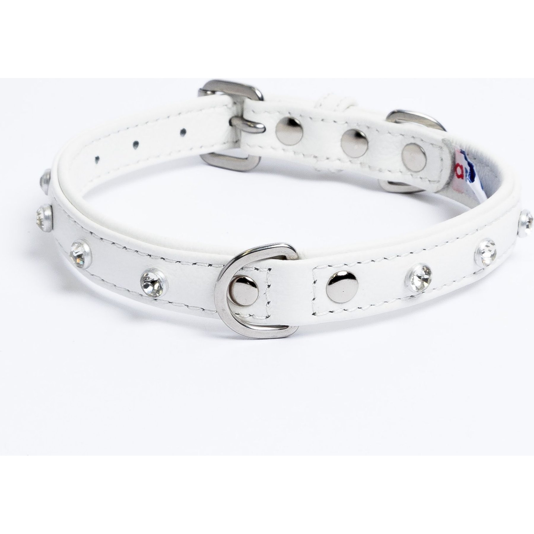 Angel Athens Rhinestone Standard Dog Collar, White, 16 x 3/4-in
