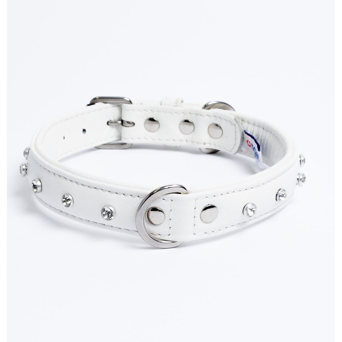 Angel Athens Rhinestone Standard Dog Collar, White, 22 x 1-in