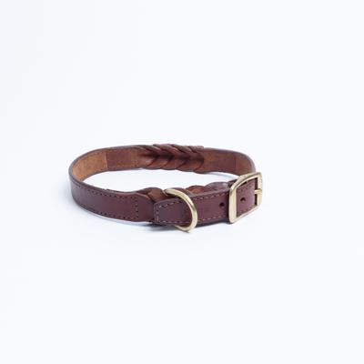 Show full view: Angel Braided Leather Dog Collar, Brown, Large: 17 to 22-in neck, 1-in wide slide 3 of 6
