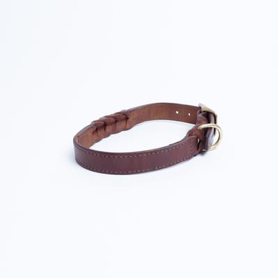 Show full view: Angel Braided Leather Dog Collar, Brown, Large: 17 to 22-in neck, 1-in wide slide 4 of 6