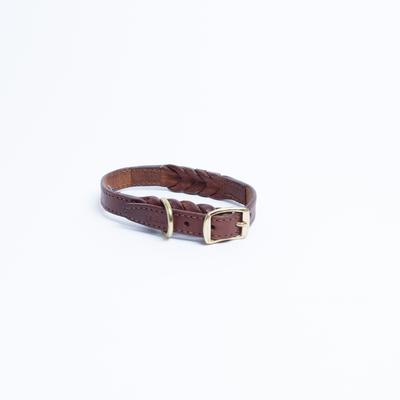 Show full view: Angel Braided Leather Dog Collar, Brown, Medium: 11 to 14-in neck, 3/4-in wide slide 2 of 5