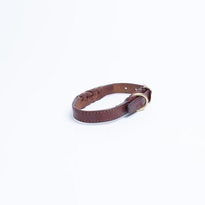 Show full view: Angel Braided Leather Dog Collar, Brown, Medium: 11 to 14-in neck, 3/4-in wide slide 3 of 5