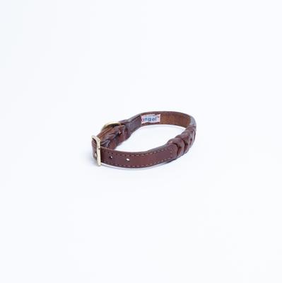 Show full view: Angel Braided Leather Dog Collar, Brown, Medium: 12 to 16-in neck, 3/4-in wide slide 2 of 4