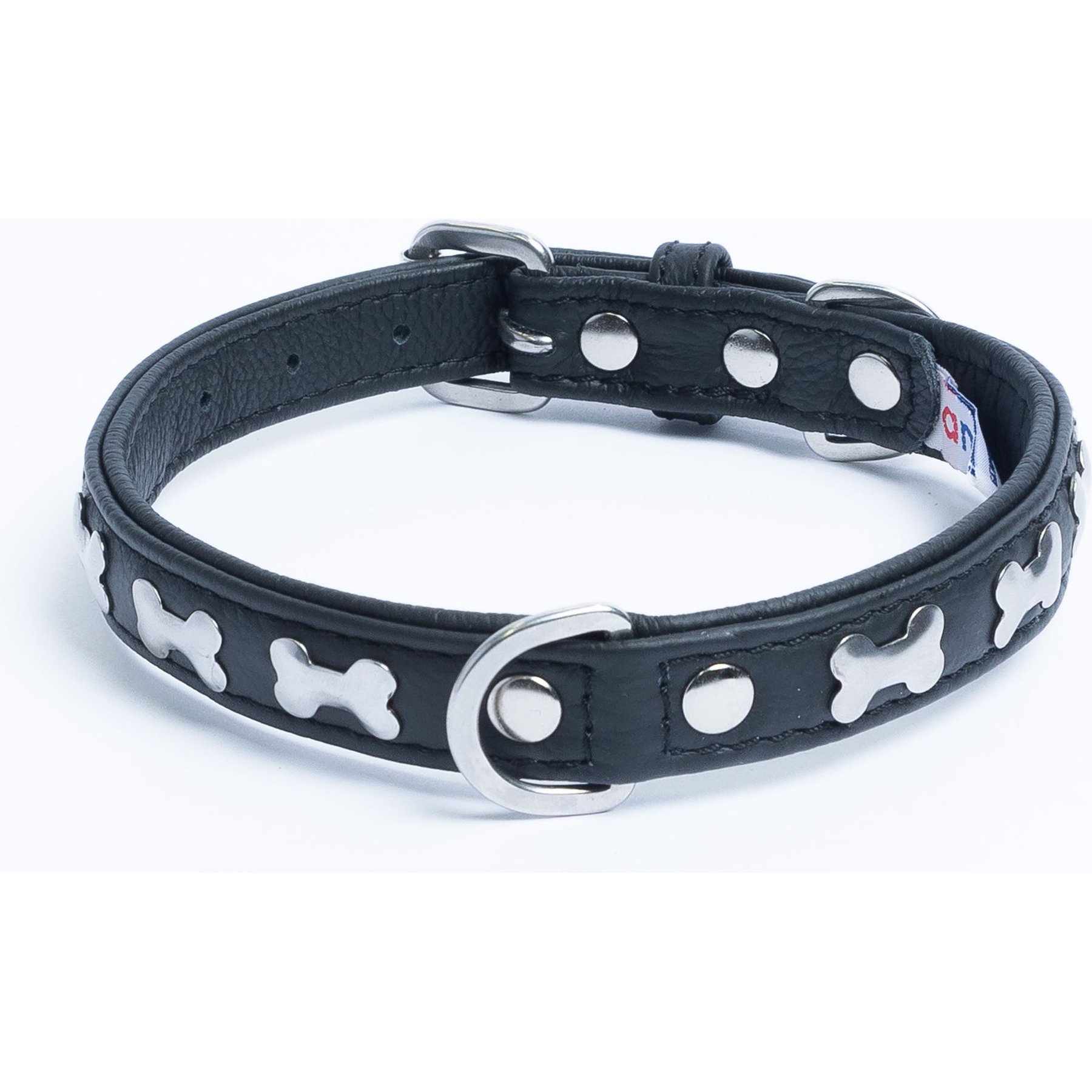 Angel Rotterdam Bones Standard Dog Collar, Black, 16 x 3/4-in