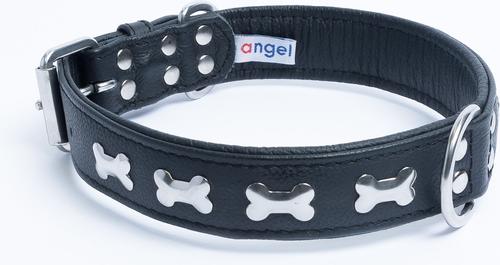 Show full view: Angel Rotterdam Bones Standard Dog Collar, Black, 24" x 1.25" slide 2 of 6