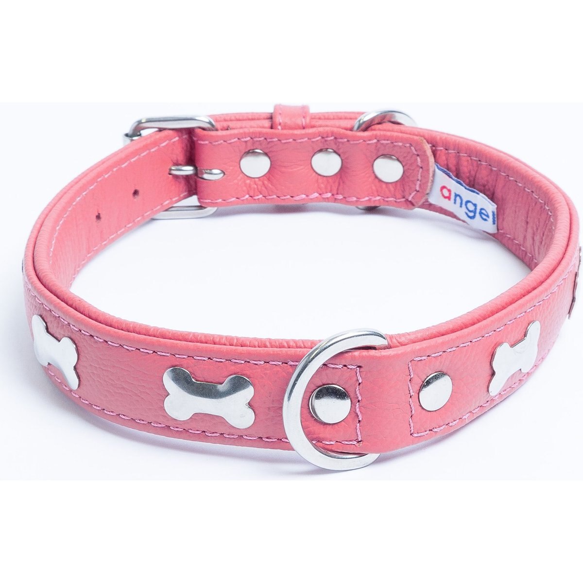 Angel Rotterdam Bones Standard Dog Collar, Pink, 20 x 1-in