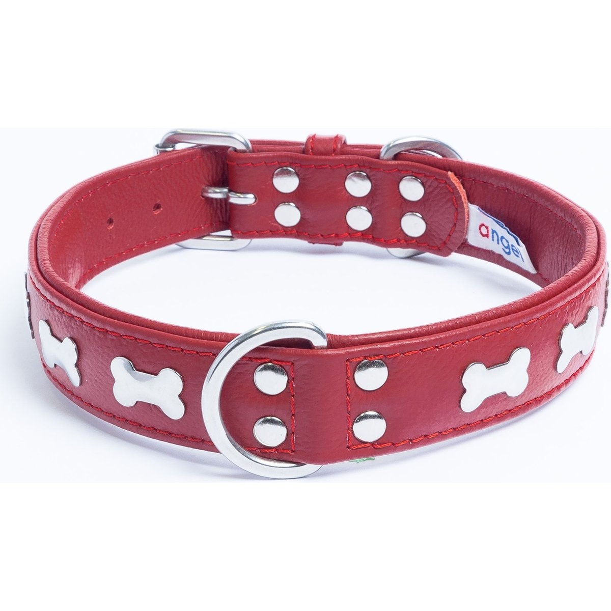 Angel Rotterdam Bones Standard Dog Collar, Red, 26" x 1.25"
