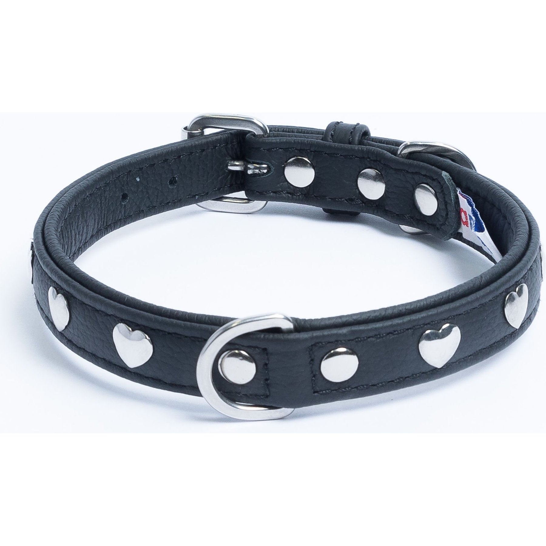 Angel Rotterdam Hearts Standard Dog Collar, Black, 14 x 3/4-in
