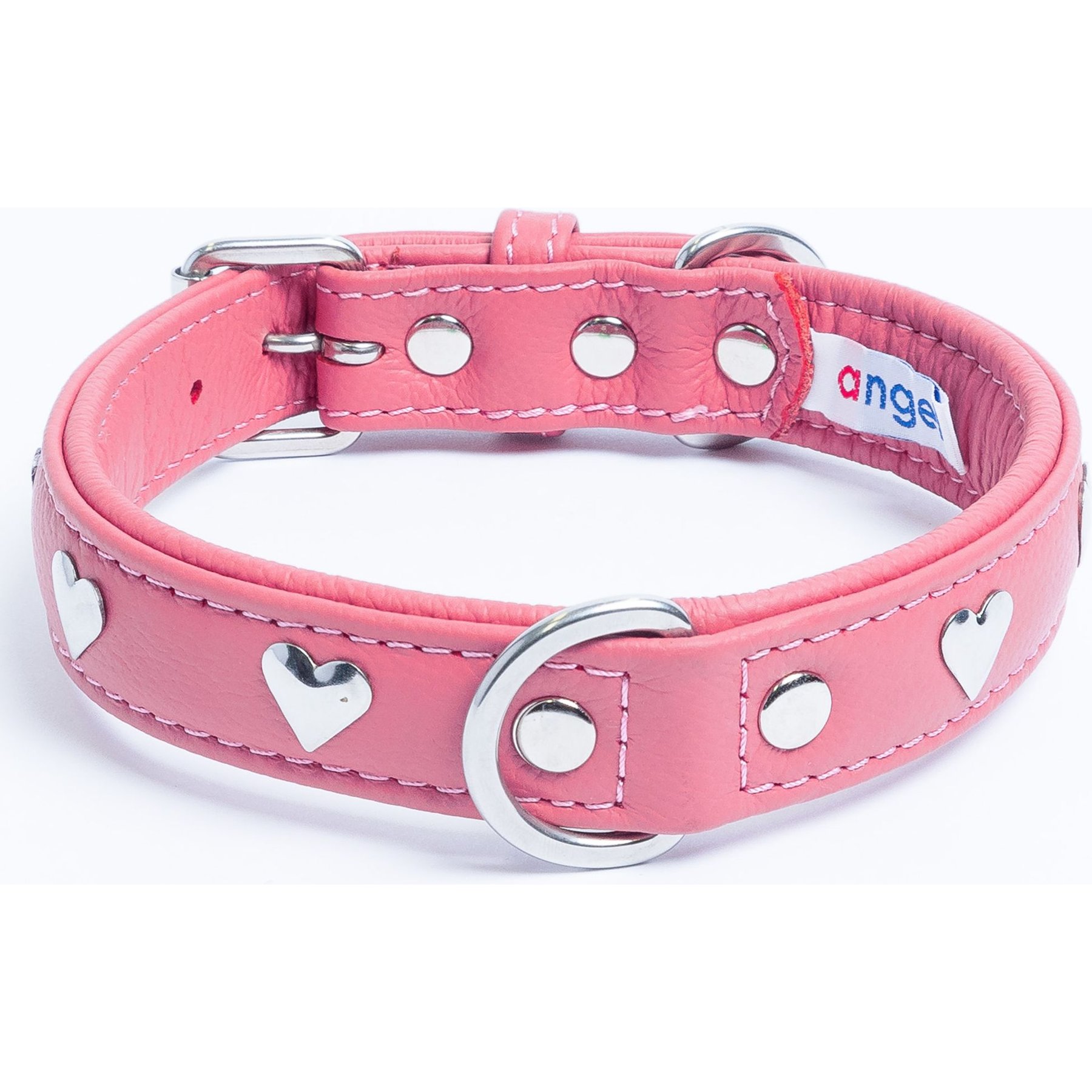Angel Rotterdam Hearts Standard Dog Collar, Pink, 20 x 1-in