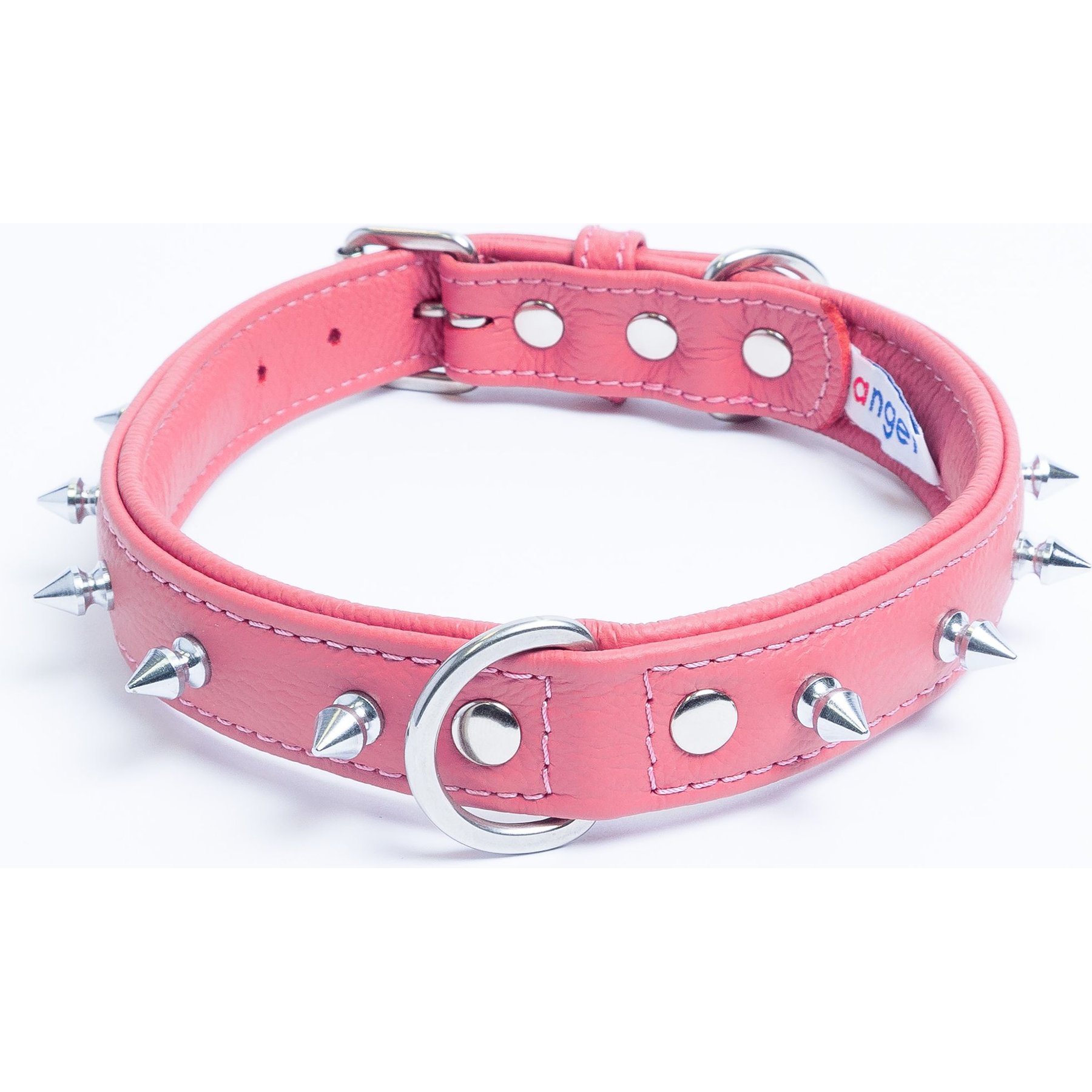 Angel Rotterdam Single-line Spiked Standard Dog Collar, Pink, 22 x 1-in