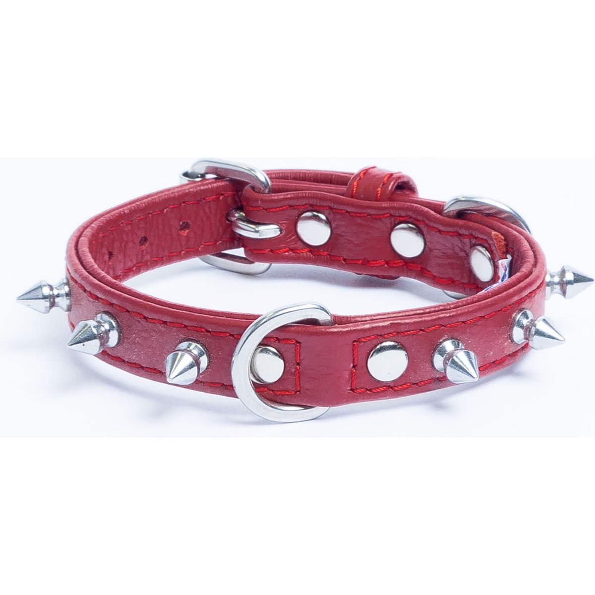 Angel Rotterdam Single-line Spiked Standard Dog Collar, Red, 12 x 5/8-in