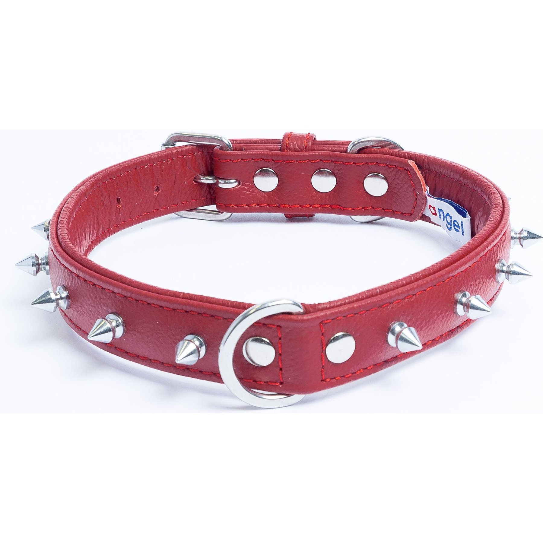 Angel Rotterdam Single-line Spiked Standard Dog Collar, Red, 20 x 1-in