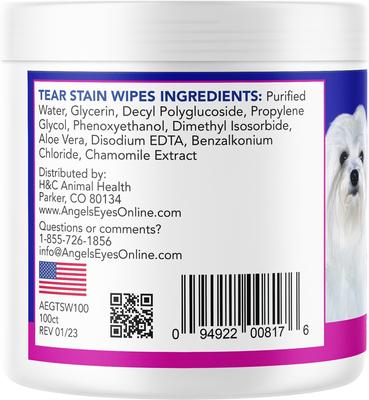 Show full view: Angels' Eyes Face Eye & Paw Cleansing & Tear Stain Wipe for Dogs & Cats, 100 Count slide 2 of 10