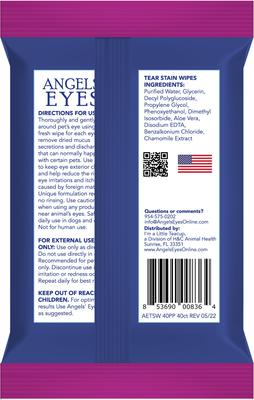 Show full view: Angels' Eyes Face Eye & Paw Cleansing & Tear Stain Wipe for Dogs & Cats, 40 Count slide 2 of 10