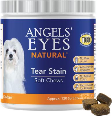 Show full view: Angels' Eyes Gentle Tear Stain Wipes, 100 count + Natural Chicken Flavored Soft Chew Tear Stain Supplement for Dogs & Cats, 120 count slide 6 of 10