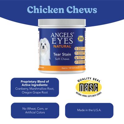 Show full view: Angels' Eyes Natural Chicken Flavored Soft Chew Tear Stain Supplement for Dogs & Cats, 120 count slide 5 of 11