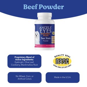 Angels' Eyes Natural Plus Beef Flavored Powder Tear Stain Supplement for Dogs & Cats, 2.64-oz bottle