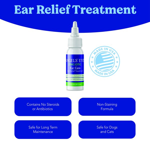 Show full view: Angels' Eyes Zinc-Otic Ear Relief Treatment for Dogs & Cats, 1-fl oz bottle slide 6 of 8