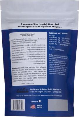 Show full view: Animal Health Solutions Spunky Probiotics, Enzymes Yucca & Glucosamine Dog & Cat Supplement, 1-lb bag slide 3 of 5