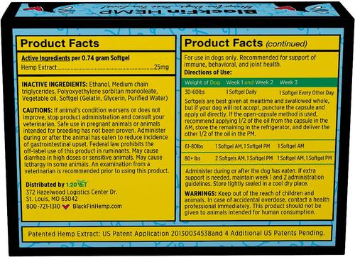 Show full view: Animal Necessity BlackFin HEMP Immune & Joint Supplement for Medium & Large Dogs, .78-oz, 30 count slide 3 of 4
