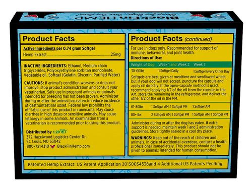 Show full view: Animal Necessity BlackFin HEMP Immune & Joint Supplement for Medium & Large Dogs, .78-oz, 30 count slide 4 of 4