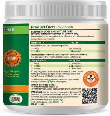 Show full view: Animal Necessity Ocu-GLO Optimal Vision Support Soft Chew Dog & Cat Supplement, 30 count slide 4 of 12