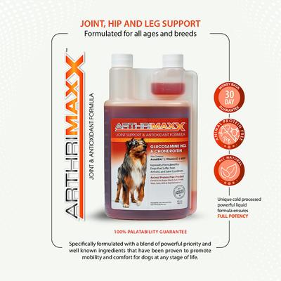 Show full view: Animal Nutritional Products ArthriMAXX Joint Support & Antioxidant Dog Supplement, 32-fl oz bottle slide 3 of 11