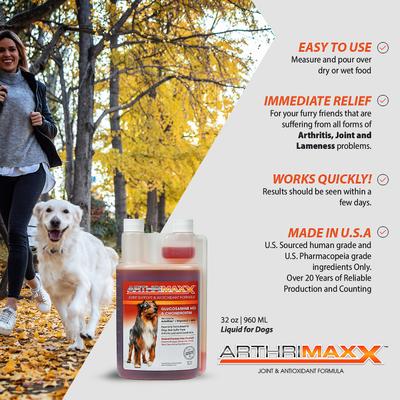 Show full view: Animal Nutritional Products ArthriMAXX Joint Support & Antioxidant Dog Supplement, 32-fl oz bottle slide 7 of 11