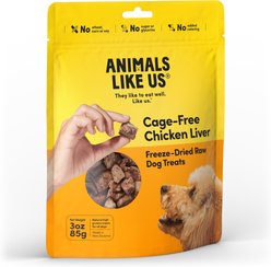 Animals Like Us Cage-Free Chicken Liver Grain-Free Freeze-Dried Raw Dog Treats, 3-oz pouch