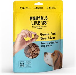 Animals Like Us Grass-Fed Beef Liver Grain-Free Freeze-Dried Raw Dog Treats, 3-oz pouch