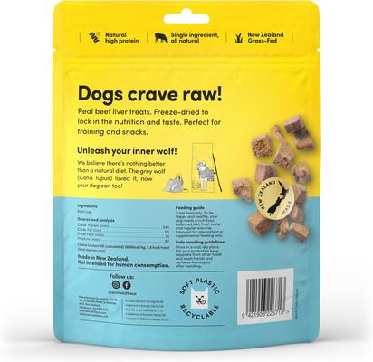 Show full view: Animals Like Us Grass-Fed Beef Liver Grain-Free Freeze-Dried Raw Dog Treats, 3-oz pouch slide 3 of 11