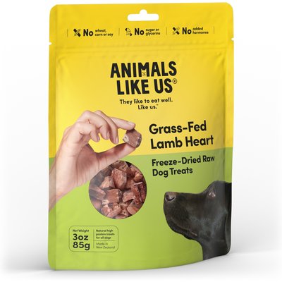 Animals Like Us Animals Like Us Grass-Fed Lamb Heart Grain-Free Freeze-Dried Raw Dog Treats, 3-oz pouch