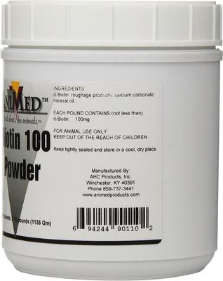 Show full view: AniMed Biotin 100 Hoof Health Powder Farm Animal & Horse Supplement, 2.5-lb tub, bundle of 3 slide 3 of 4