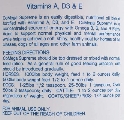 Show full view: AniMed CoMega Supreme Coat Health Liquid Horse Supplement, 1-gal slide 4 of 5