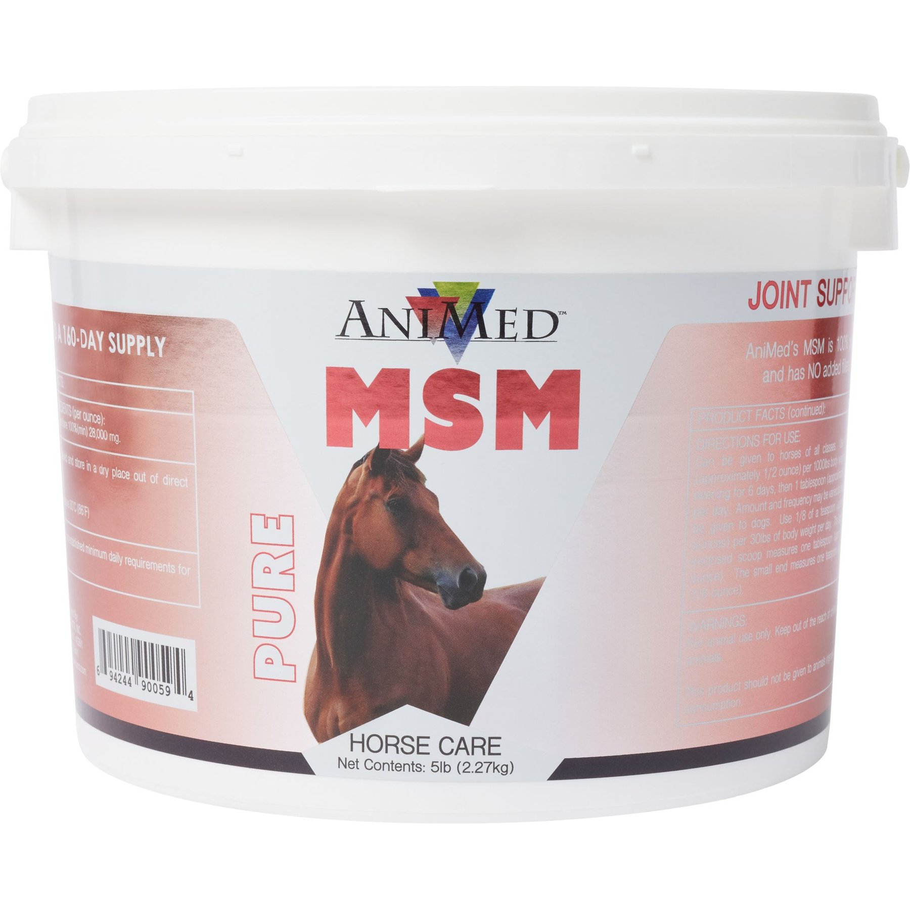 AniMed Pure MSM Joint Support Powder Horse Supplement, 5-lb tub