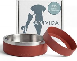 Anivida Non-Skid Stainless Steel Dog Bowl & 2 Beef Scented Sleeve Starter Kit, Red, Small: 18-oz slide 1 of 6