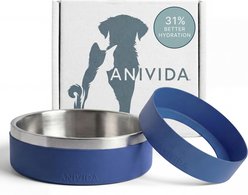 Anivida Non-Skid Stainless Steel Dog Bowl & 2 Peanut Butter Scented Sleeve Starter Kit, Blue, Small: 18-oz slide 1 of 6