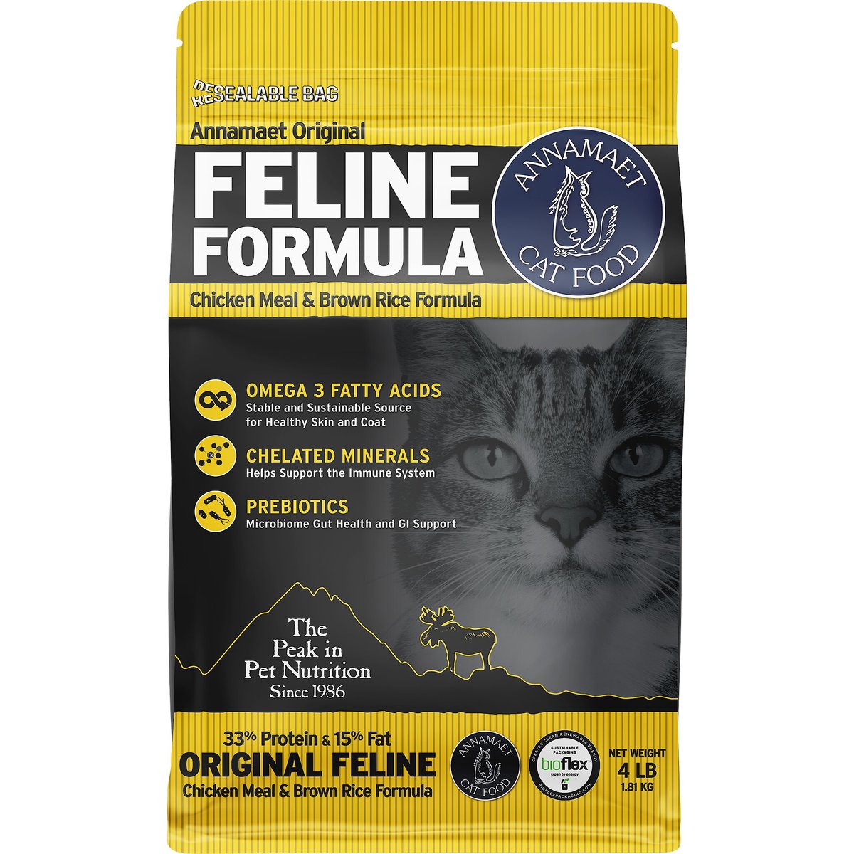 Annamaet Chicken Meal & Brown Rice Original Formula Dry Cat Food, 4-lb