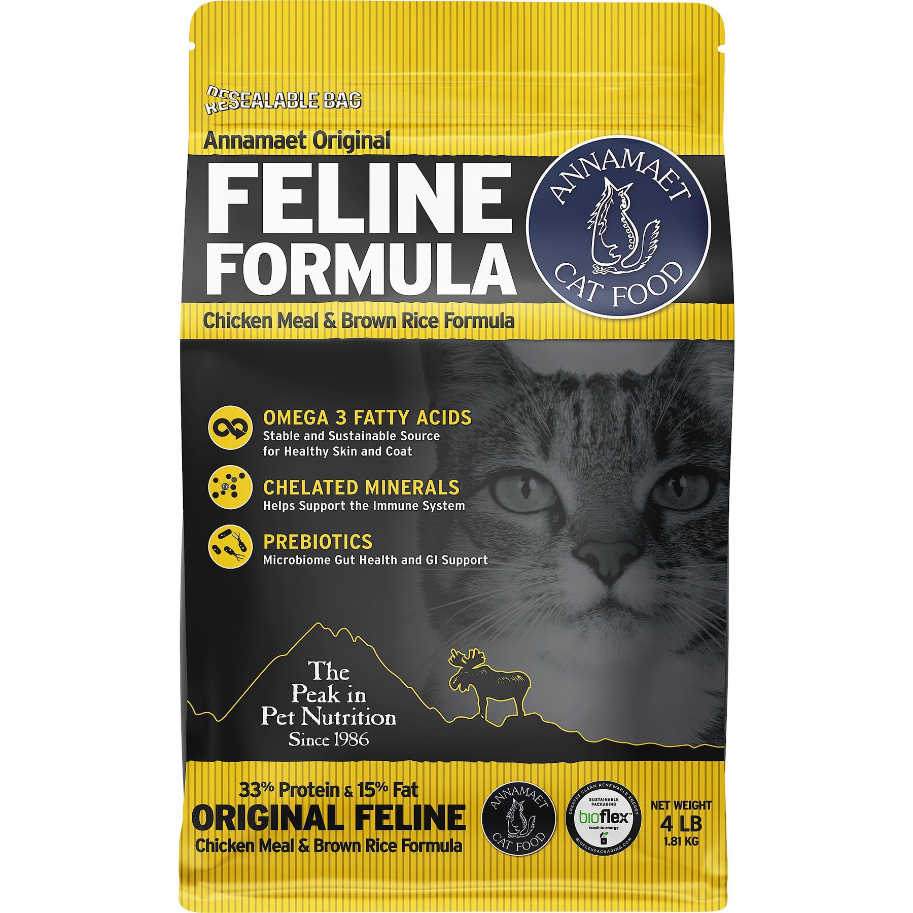 Annamaet Chicken Meal & Brown Rice Original Formula Dry Cat Food, 4-lb