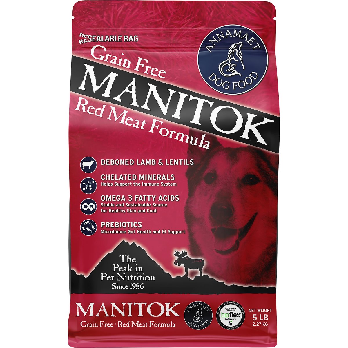 Annamaet Grain-Free Manitok Red Meat Formula Dry Dog Food, 5-lb bag