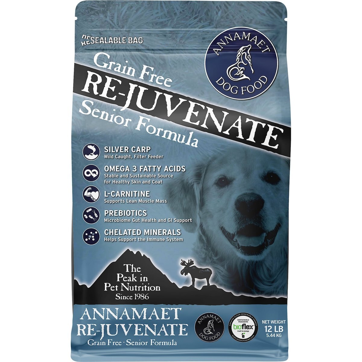Annamaet Grain-Free Re-juvenate Senior Formula Dry Dog Food, 12-lb bag