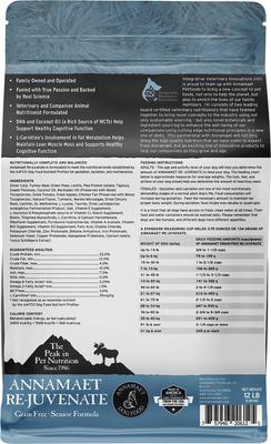 Show full view: Annamaet Grain-Free Re-juvenate Senior Formula Dry Dog Food, 12-lb bag slide 3 of 8