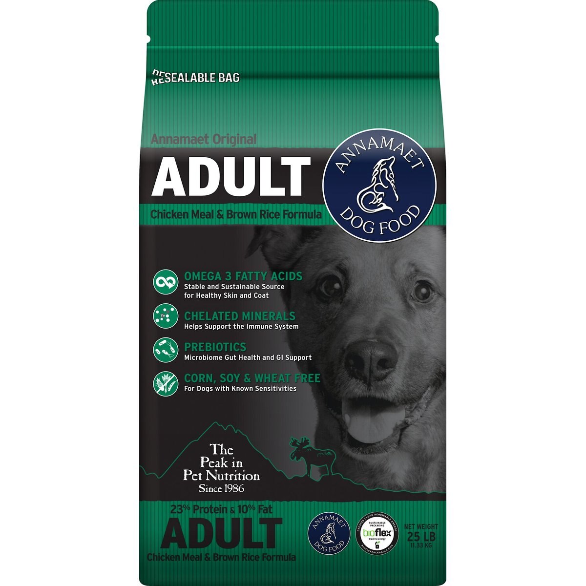 Annamaet Original Adult Formula Dry Dog Food. 25-lb bag