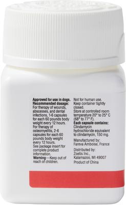 Show full view: Antirobe (Clindamycin HCI) Capsules for Dogs, 150-mg, 60 capsules slide 3 of 6