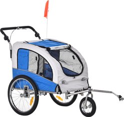 Aosom 2-In-1 Dog Bike Trailer & Stroller, Blue