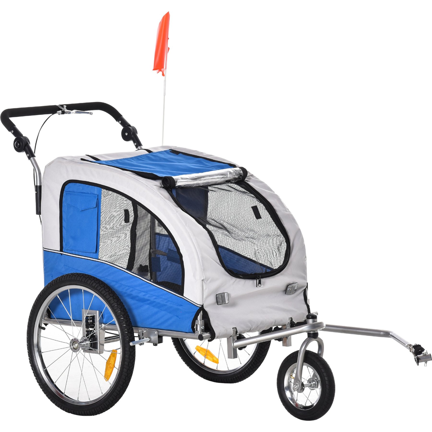 Aosom 2-In-1 Dog Bike Trailer & Stroller, Blue