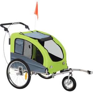 Aosom 2-In-1 Dog Bike Trailer & Stroller, Green