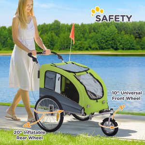 Aosom 2-In-1 Dog Bike Trailer & Stroller, Green